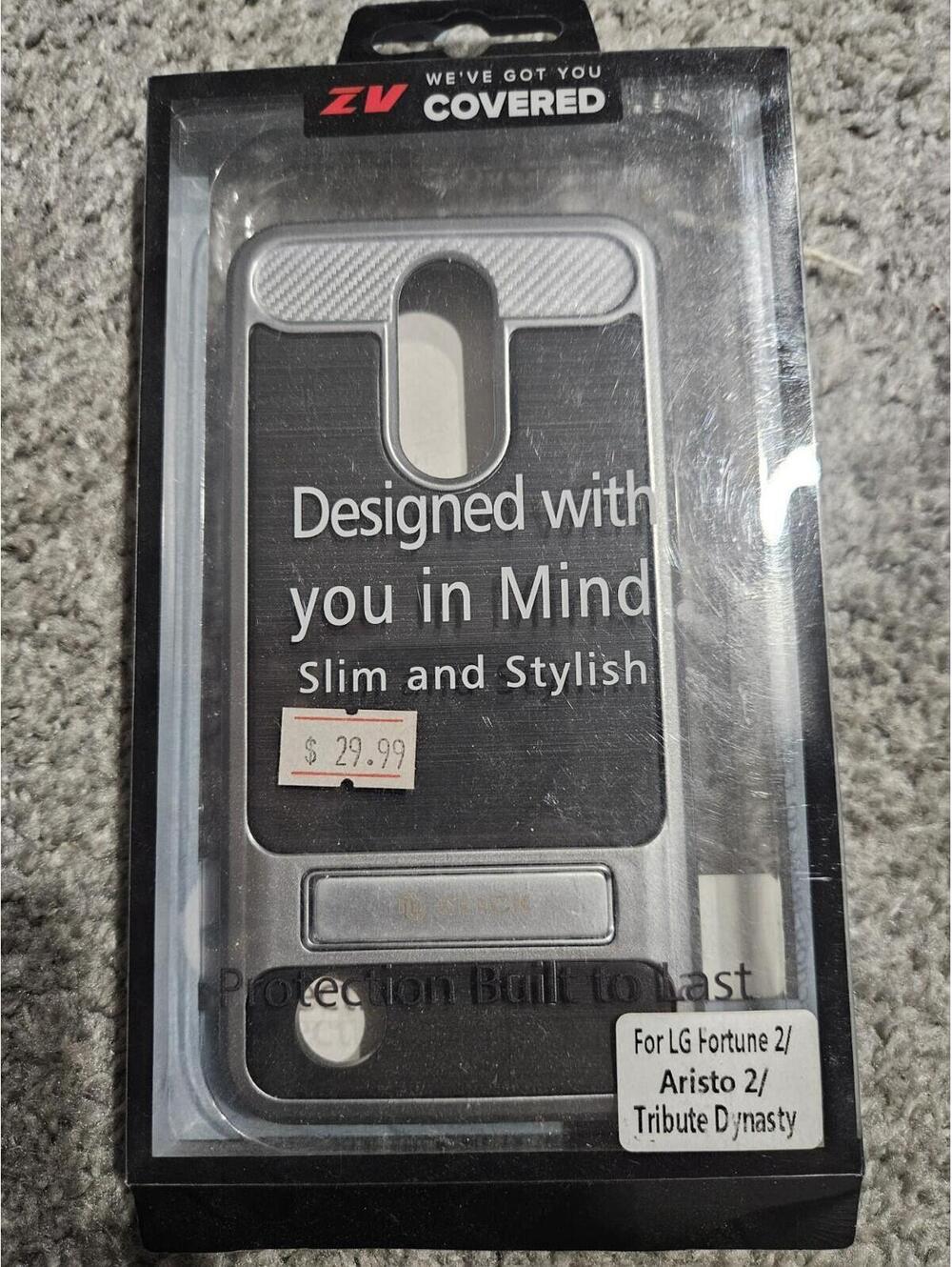 Phone Case For LG Fortune 2, Astro 2, Tribute Dynasty Black And Grey Plastic.